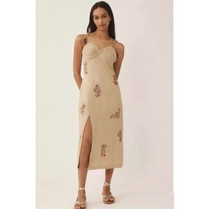 Farm Rio x Anthropologie Embroidered Linen Blend Dress NEW